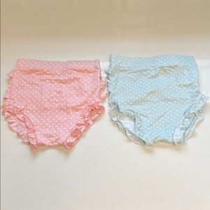 Posh Peanut Pink and Blue Polka Dot Diaper Covers size 18-24. Set of two.